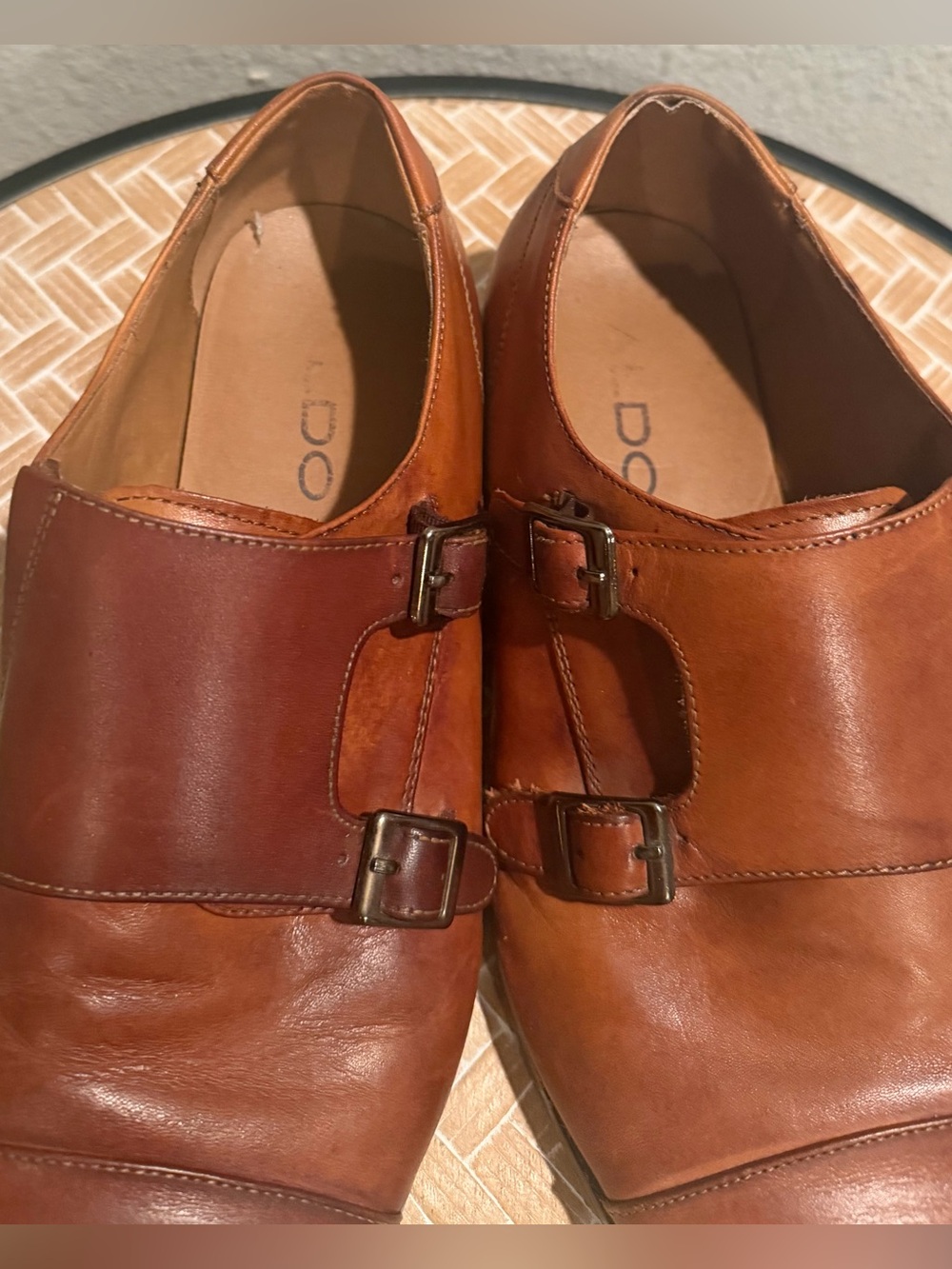 ALDO Men's Brown Leather Double Monk Strap Dress Shoes Size 9.5 - Picture 7 of 14